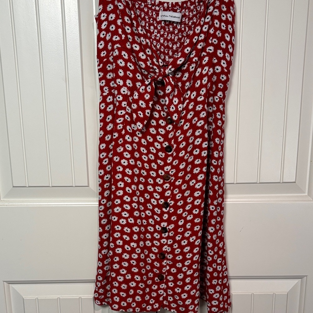 Faithfull the Brand Red and White Floral Mini Dress